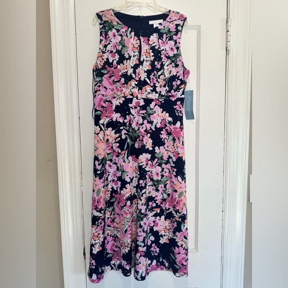 London Times Women's Printed Sleeveless Versatile Empire A-line Midi Dress NWT - Picture 4 of 9